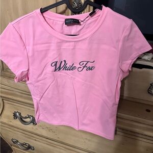 White Fox Boutique Pink Crop Top
